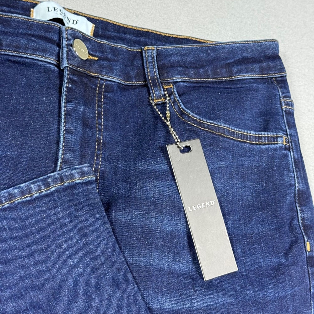 Legend London Mens Skinny Jeans Dark Wash Blue Stretch Denim W34 L30